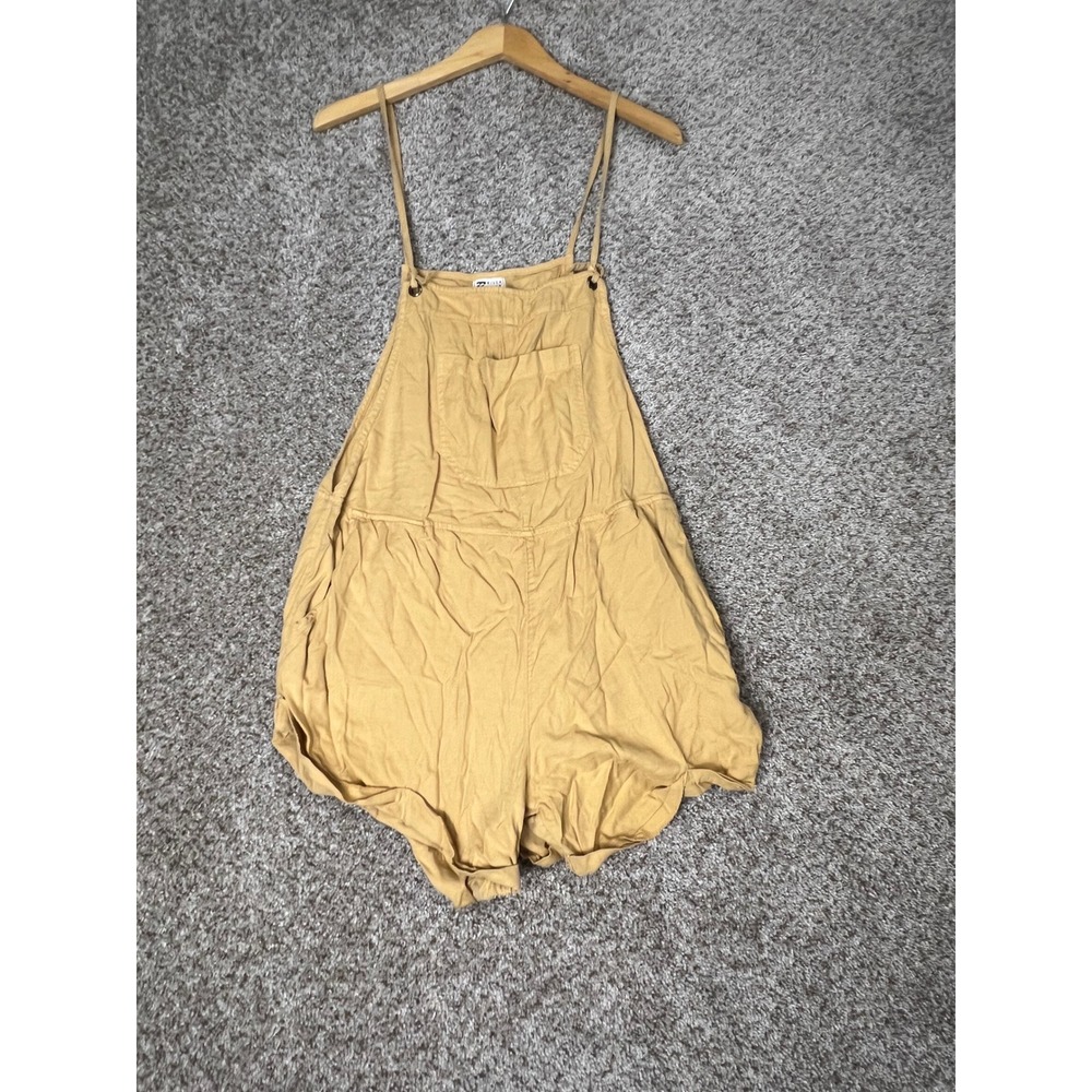 Billabong Wild Pursuit Short Overalls Mustard Yellow Romper Womens Large